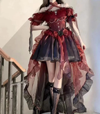 Hime Loita Red Black Romantic Irregular Gradient Ball Gown Dress with Bowknot Tailing Party Daily