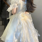 Hime Loita Red Black Romantic Irregular Gradient Ball Gown Dress with Bowknot Tailing Party Daily