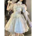 Hime Loita Red Black Romantic Irregular Gradient Ball Gown Dress with Bowknot Tailing Party Daily