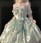 Hime Lolita Rose Fairy Princess Prom Dress JSK Wedding Green Pink Apricot Graduation Birthday Party