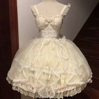 Hime Lolita Sweet White Gorgeous Lace Multi-layer Ballet Princess Dress Puff Sleeves Summer