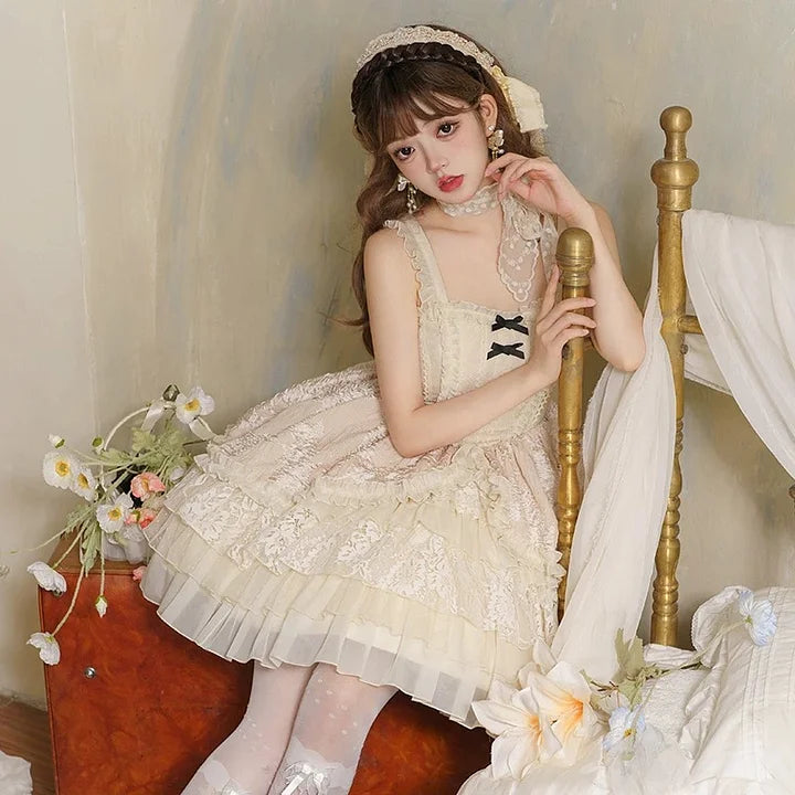 Sweet Bunny Lolita Bow Dress Japanese Cute Short Sleeve Dress Plus Size for Women OP