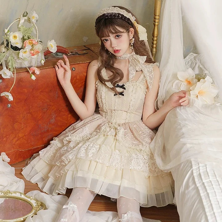 Sweet Bunny Lolita Bow Dress Japanese Cute Short Sleeve Dress Plus Size for Women OP