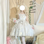 Hime Lolita White Flower Wedding Dress Skirt Princess Skirt