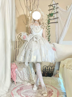 Hime Lolita White Flower Wedding Dress Skirt Princess Skirt