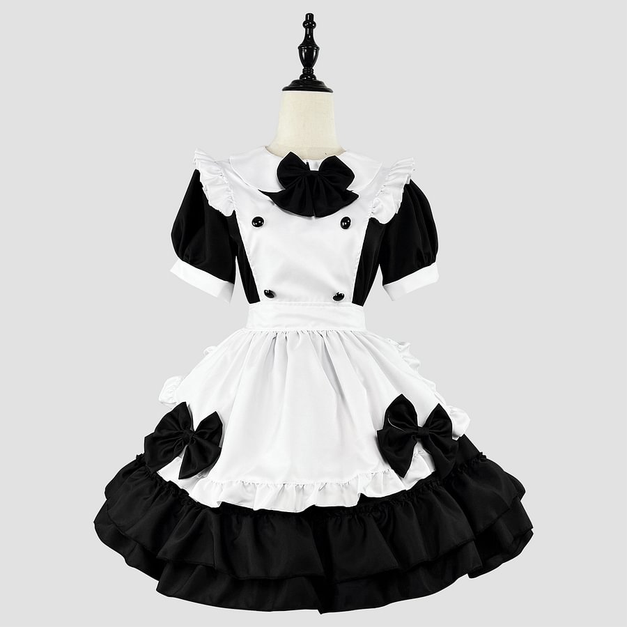 Maid Outfit Japanese Pink Black Cream Sweetheart Set 5XL Plus Size One Piece Dress
