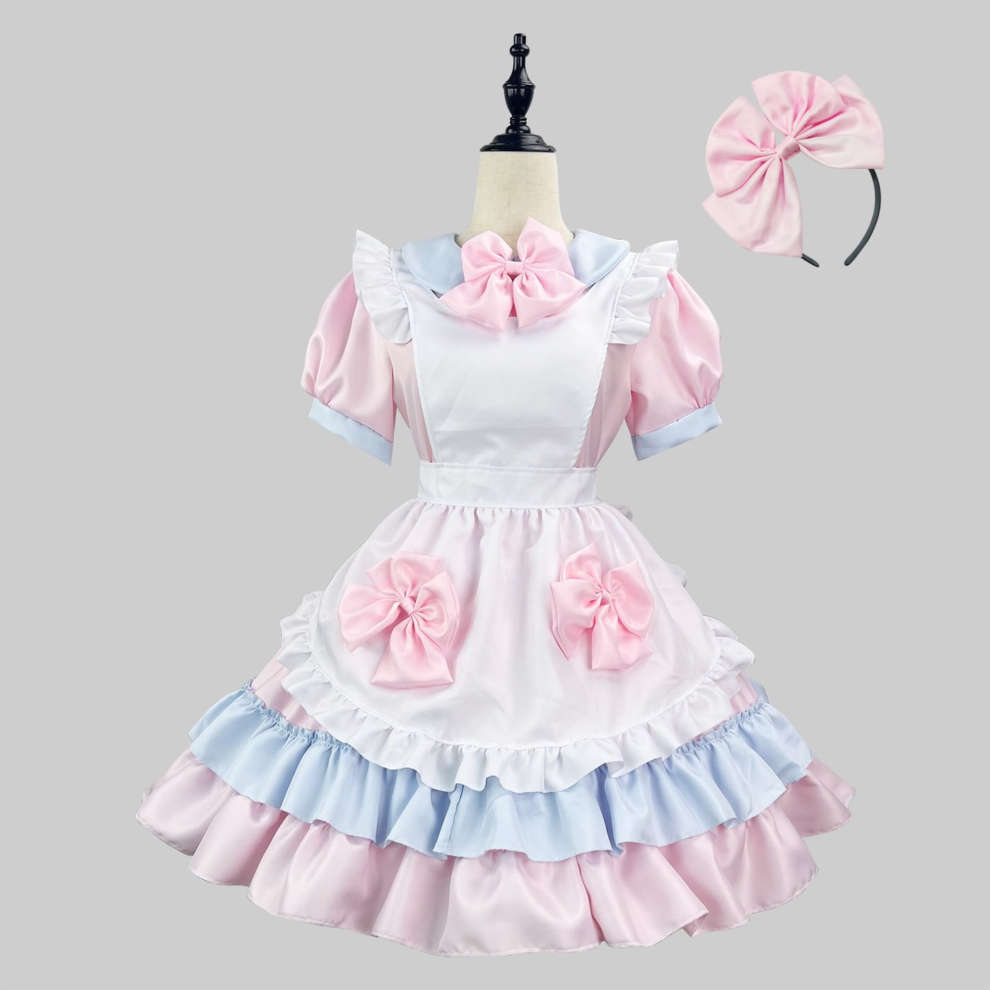 Maid Outfit Japanese Pink Black Cream Sweetheart Set 5XL Plus Size One Piece Dress