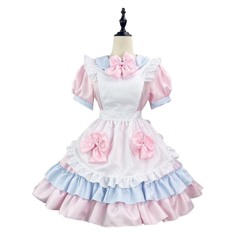 Maid Outfit Japanese Pink Black Cream Sweetheart Set 5XL Plus Size One Piece Dress