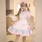 Maid Outfit Japanese Pink Black Cream Sweetheart Set 5XL Plus Size One Piece Dress