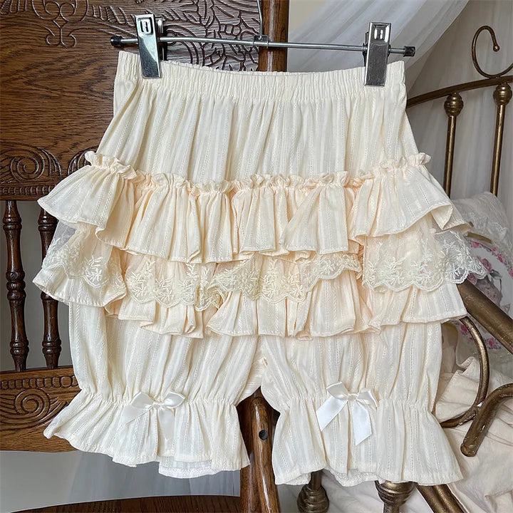 Japanese Sweet and Cute with Dark Pattern Multi-layer Ruffle Edge Pumpkin Shorts Lolita Petticoat