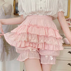 Japanese Sweet and Cute with Dark Pattern Multi-layer Ruffle Edge Pumpkin Shorts Lolita Petticoat