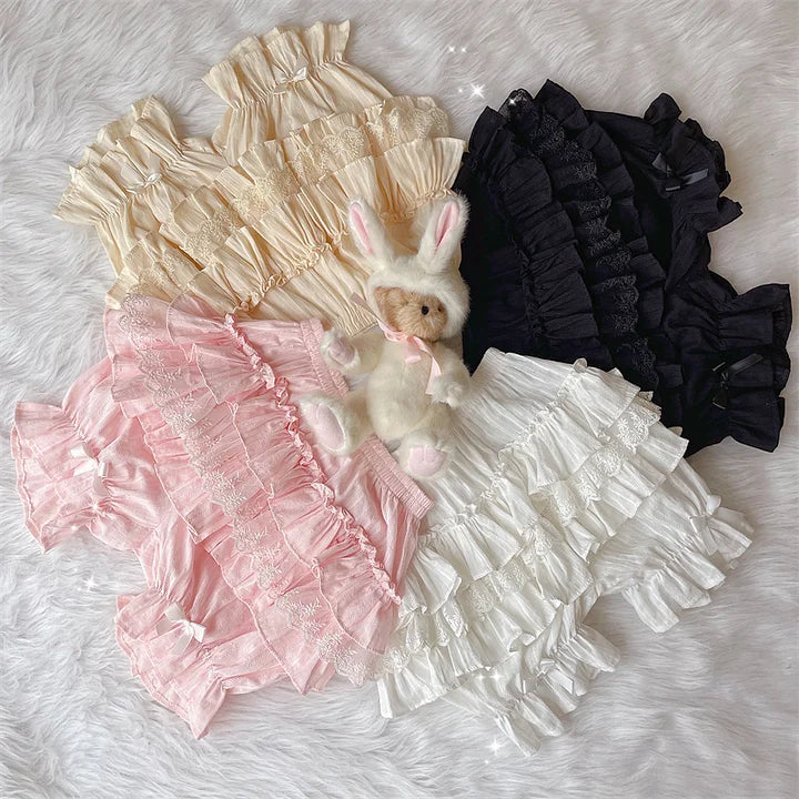 Japanese Sweet and Cute with Dark Pattern Multi-layer Ruffle Edge Pumpkin Shorts Lolita Petticoat