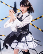 Jirai Kei Fashion Black White Cop Uniform Lolita Dress Outfits
