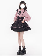 Jirai Kei Fashion Cyberpunk Kawaii Techwear Set Dress Pink Ruffled Jacket Shorts Streetwear Outfit