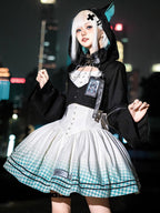 Jirai Kei Fashion Cyberpunk Lolita Set Hooded Jacket Corset Skirt Urban Nightwear Outfit Lolita Dresses