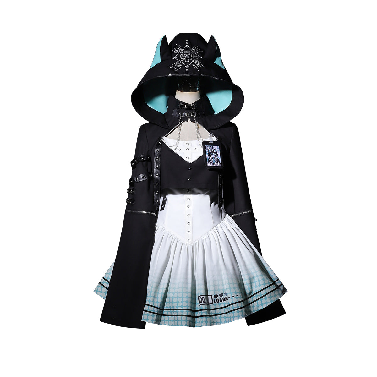 Jirai Kei Fashion Cyberpunk Lolita Set Hooded Jacket Corset Skirt Urban Nightwear Outfit Lolita Dresses