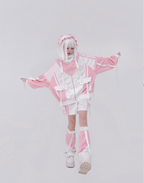 Jirai Kei Fashion Cyberpunk Techwear Set Purple Pink Blue Cat Ear Oversized Streetwear Edgy Outfit