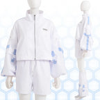 Jirai Kei Fashion Cyberpunk Techwear Set White Black Futuristic Shorts Jacket Oversized Sleeve Harajuku Streetwear Edgy Daily Outfit