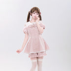 Jirai Kei Fashion Kawaii Lolita Set Pink Blue Ruffled Dress Shorts Streetwear Outfit