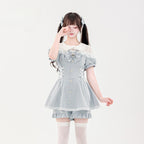 Jirai Kei Fashion Kawaii Lolita Set Pink Blue Ruffled Dress Shorts Streetwear Outfit