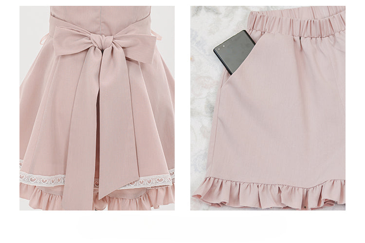 Jirai Kei Fashion Kawaii Lolita Set Pink Blue Ruffled Dress Shorts Streetwear Outfit