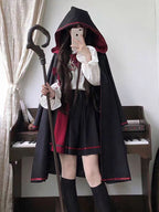 Jirai Kei Fashion Magic Academy Uniform Lolita Cape Short Skirt Set Japanese Cute Halloween JK Dress
