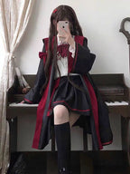 Jirai Kei Fashion Magic Academy Uniform Lolita Cape Short Skirt Set Japanese Cute Halloween JK Dress