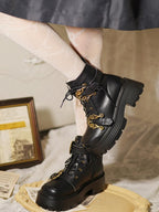 Knight Martin Boots Brown Retro Knight Boots Children Autumn and Winter Lolita Shoes