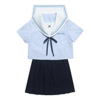 Large Size Original Sailor Dress Short Long Sleeve Top Short Skirt Set Women