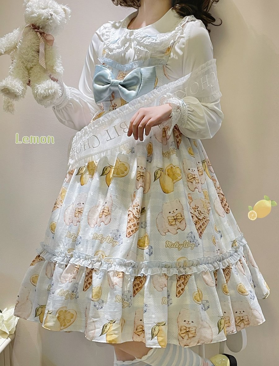 Lemon Puppy Lolita JSK Dress Sweet Bow
