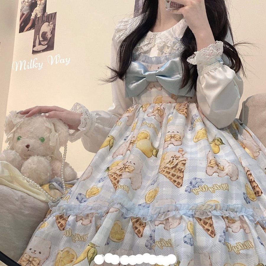 Lemon Puppy Lolita JSK Dress Sweet Bow