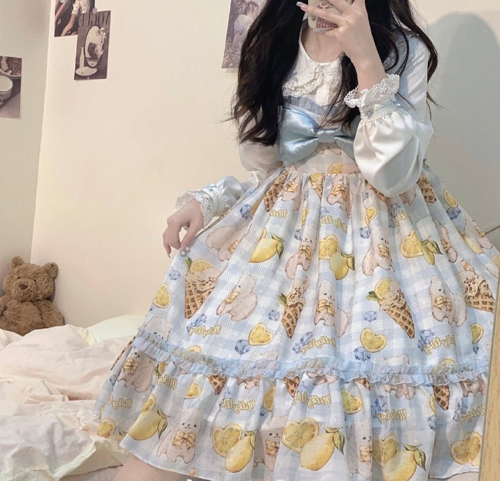 Lemon Puppy Lolita JSK Dress Sweet Bow