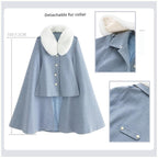 Light Blue Classic Lolita Skirt Set with Elegant Winter Cape Lolita Dresses Lolita Coats
