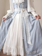 Light Blue Classic Lolita Skirt Set with Elegant Winter Cape Lolita Dresses Lolita Coats