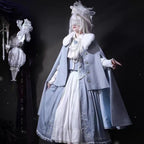Light Blue Classic Lolita Skirt Set with Elegant Winter Cape Lolita Dresses Lolita Coats