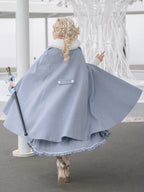 Light Blue Classic Lolita Skirt Set with Elegant Winter Cape Lolita Dresses Lolita Coats