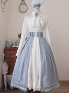 Light Blue Classic Lolita Skirt Set with Elegant Winter Cape Lolita Dresses Lolita Coats