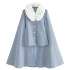 Light Blue Classic Lolita Skirt Set with Elegant Winter Cape Lolita Dresses Lolita Coats