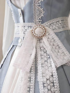 Light Blue Classic Lolita Skirt Set with Elegant Winter Cape Lolita Dresses Lolita Coats