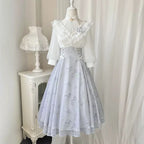 Light blue Elegant Classic Lolita Dress Tea Party Classic Pastoral Style Long Sleeved Dress Light Lolita Casual Coord