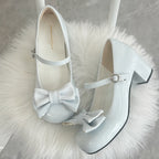 Light Blue Lolita Cute Bow Round Toe Lolita Leather Shoes