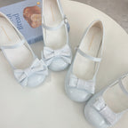 Light Blue Lolita Cute Bow Round Toe Lolita Leather Shoes