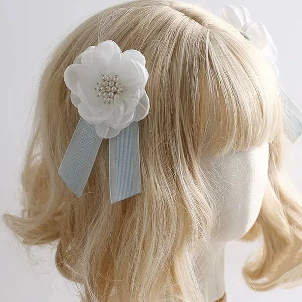 Light Blue Lolita Hair Accessories BNT Hat Hairband Flower Hairpins Elegant Hair Clips