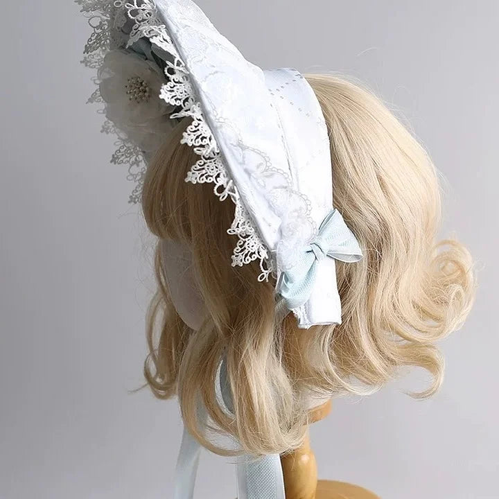 Light Blue Lolita Hair Accessories BNT Hat Hairband Flower Hairpins Elegant Hair Clips