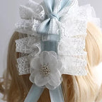 Light Blue Lolita Hair Accessories BNT Hat Hairband Flower Hairpins Elegant Hair Clips