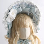 Light Blue Lolita Hair Accessories BNT Hat Hairband Flower Hairpins Elegant Hair Clips