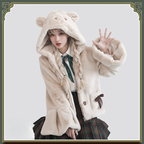 Lolita Coats Light Brown Plush Jacket Autumn and Winter Clothes Short Limited Edition