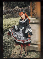 Light Gothic Diablo Lolita OP Dress Fall/Winter Long Sleeve Lolita