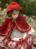 Little Red Riding Hood Cloak Jacket Sweet Red Strawberry Dress Lolita Long Sleeve Dress
