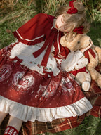 Little Red Riding Hood Cloak Jacket Sweet Red Strawberry Dress Lolita Long Sleeve Dress